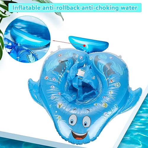 Miniatura 6 de Komake Flotador de piscina para bebé con toldo extraíble anillo de natación para cintura infantil con soporte de seguridad flotador inflable para