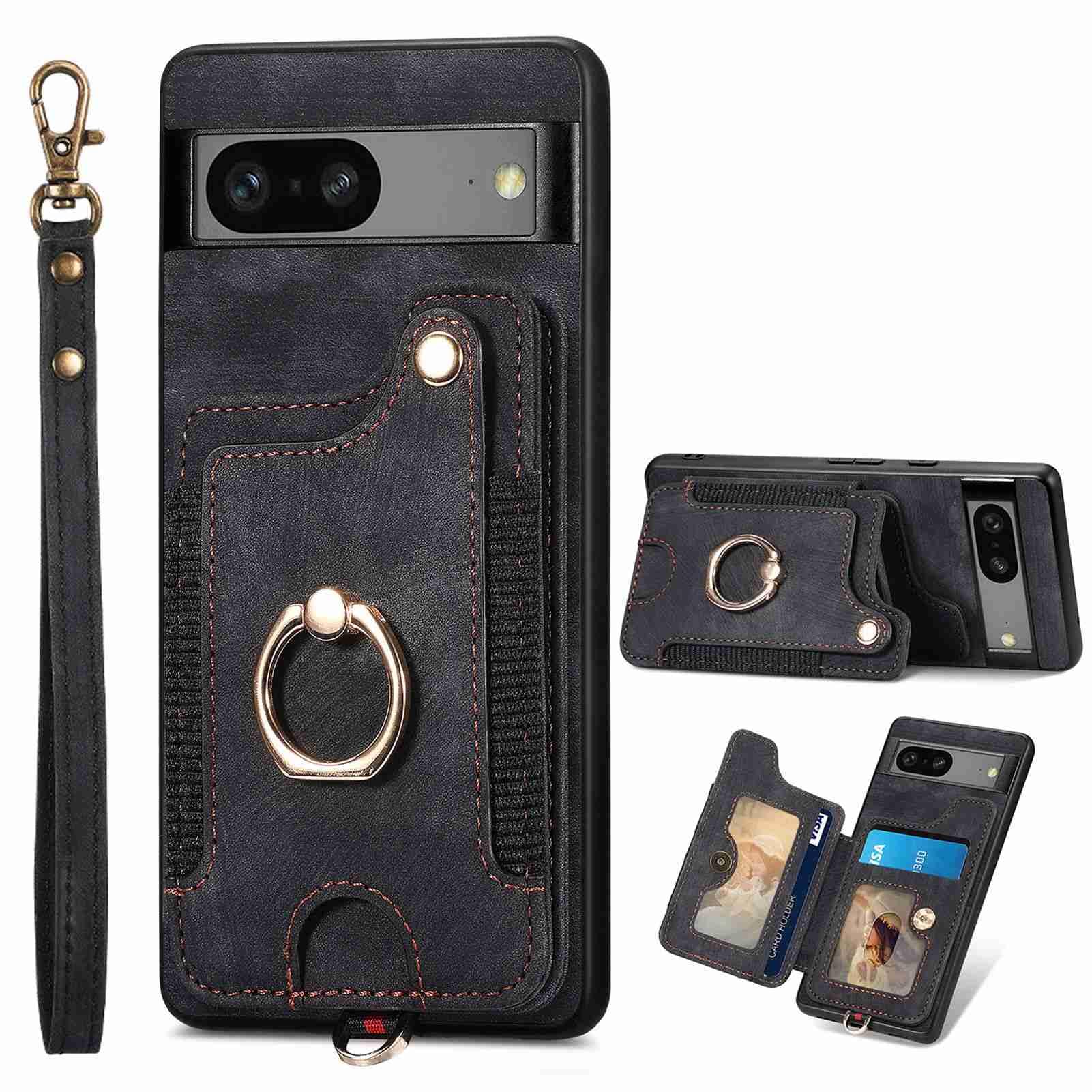 Custodia per Google Pixel 8a con cavalletto ad anello, antiurto, in morbido silicone, custodia posteriore in