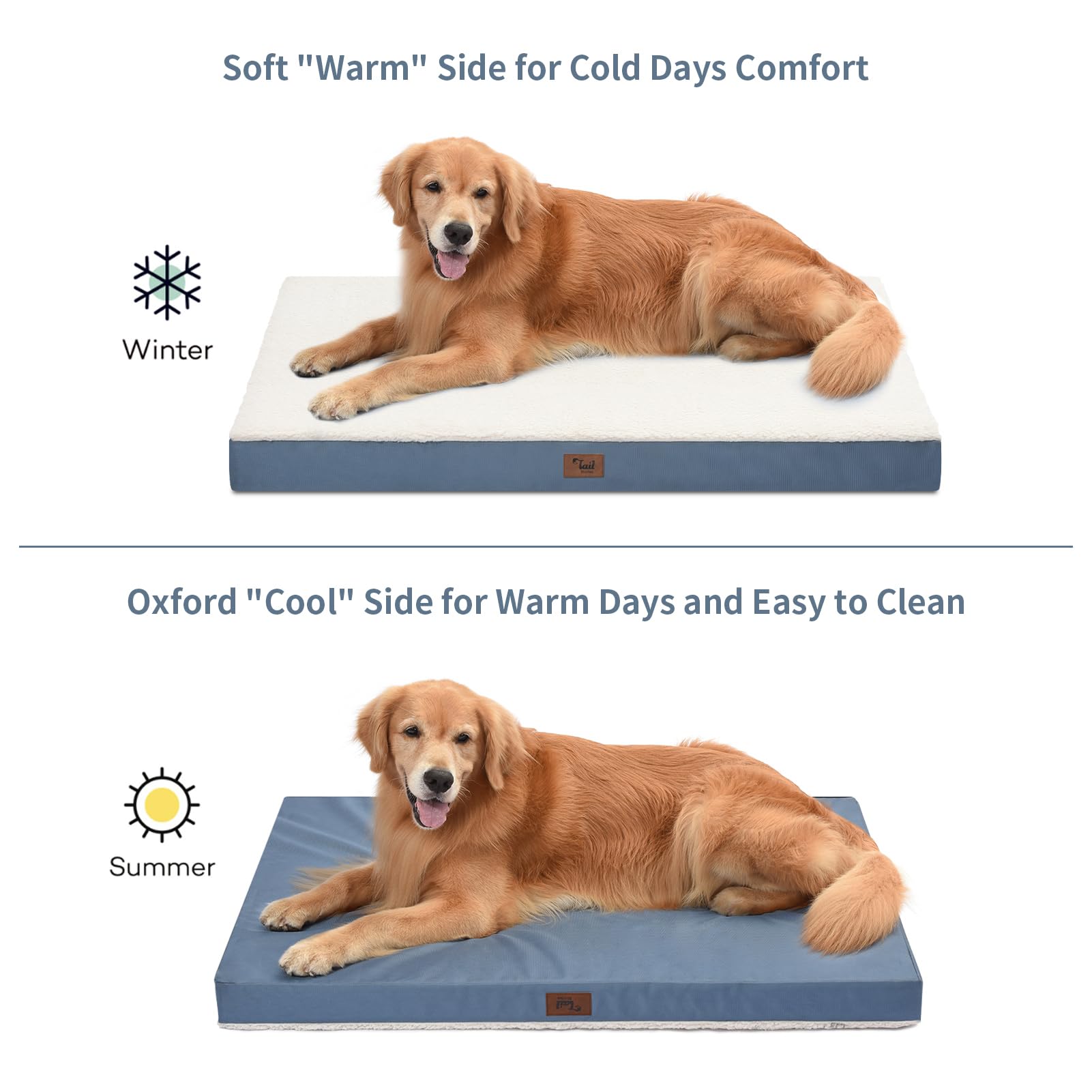 Tail Stories Outdoor Waterproof Dog Bed, Orthopedic Dog Bed for Medium Dogs 30x20 Inch, Egg Crate Foam Pet Bed with Washable Removable Oxford Cooling Cover, Navy - image 3