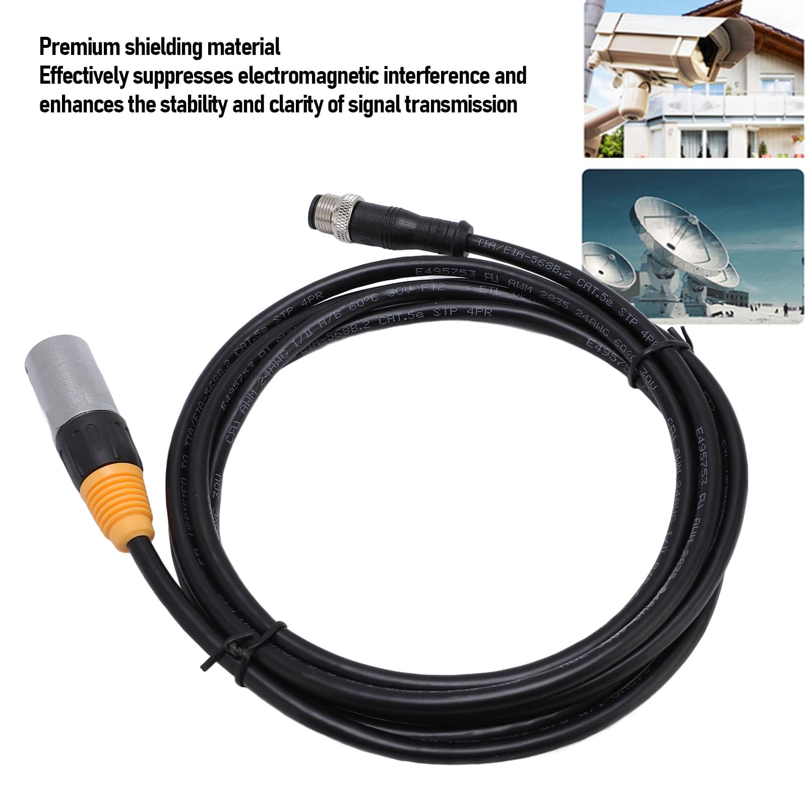 Luocute Câble Ethernet M12 RJ45, Câble de Connecteur étanche Industriel blindé avec Matériaux en Cuivre, Silicone et Aluminium, pour Systèmes de de Bâtiments Intelligents (5M / 16.4Ft)