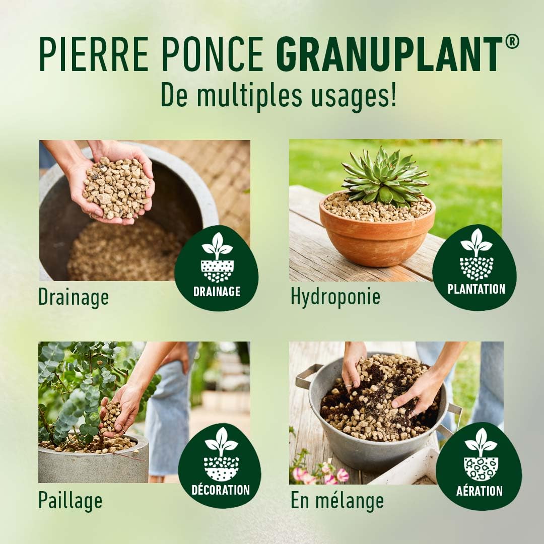Algoflash Naturasol Granulado de drenaje y plantación – Piedra pómez 100% natural – Alternativa duradera a la bola de arcilla – 10 l