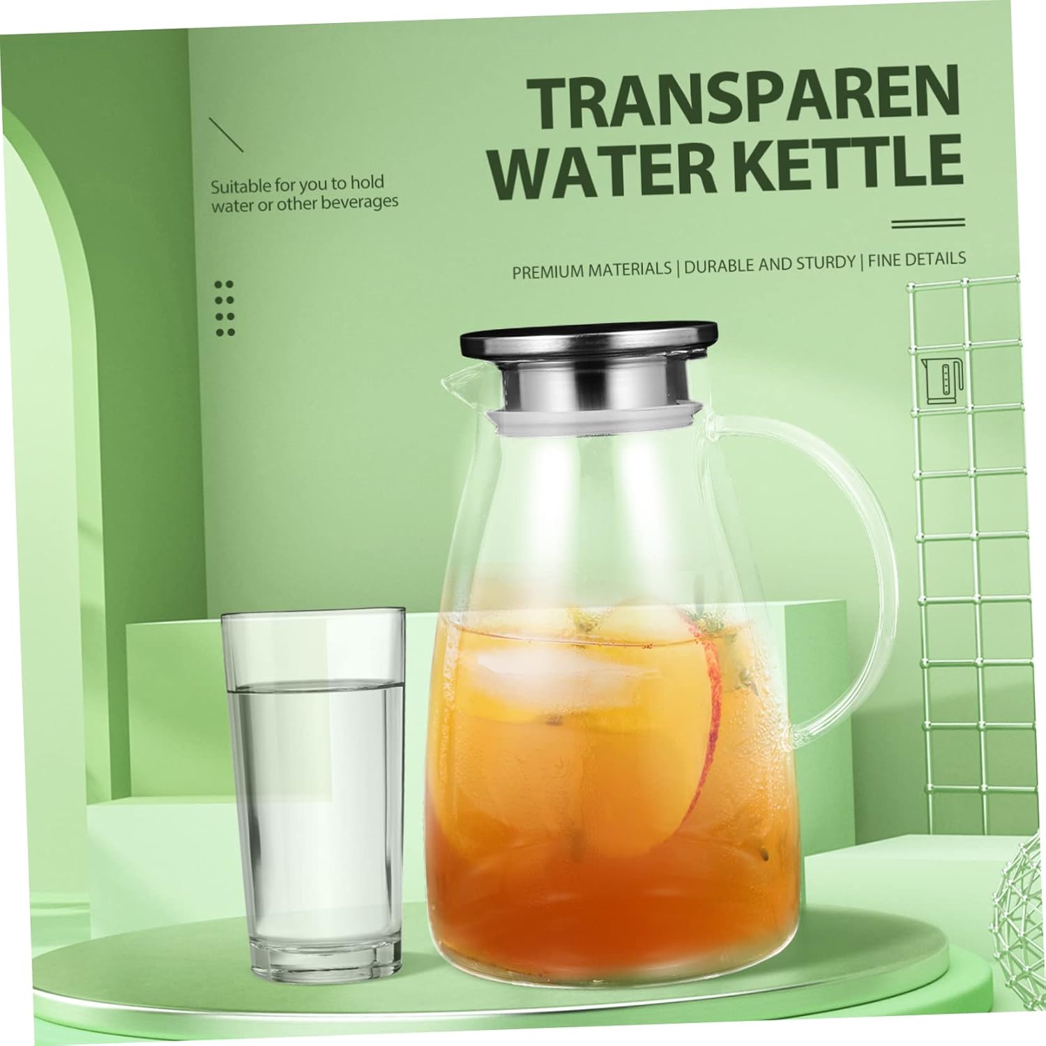 Transparent Electric Kettle Water Boiler Borosilicate Pitcher Filter for Hot Cold Beverages Portable Design for Home Party Use