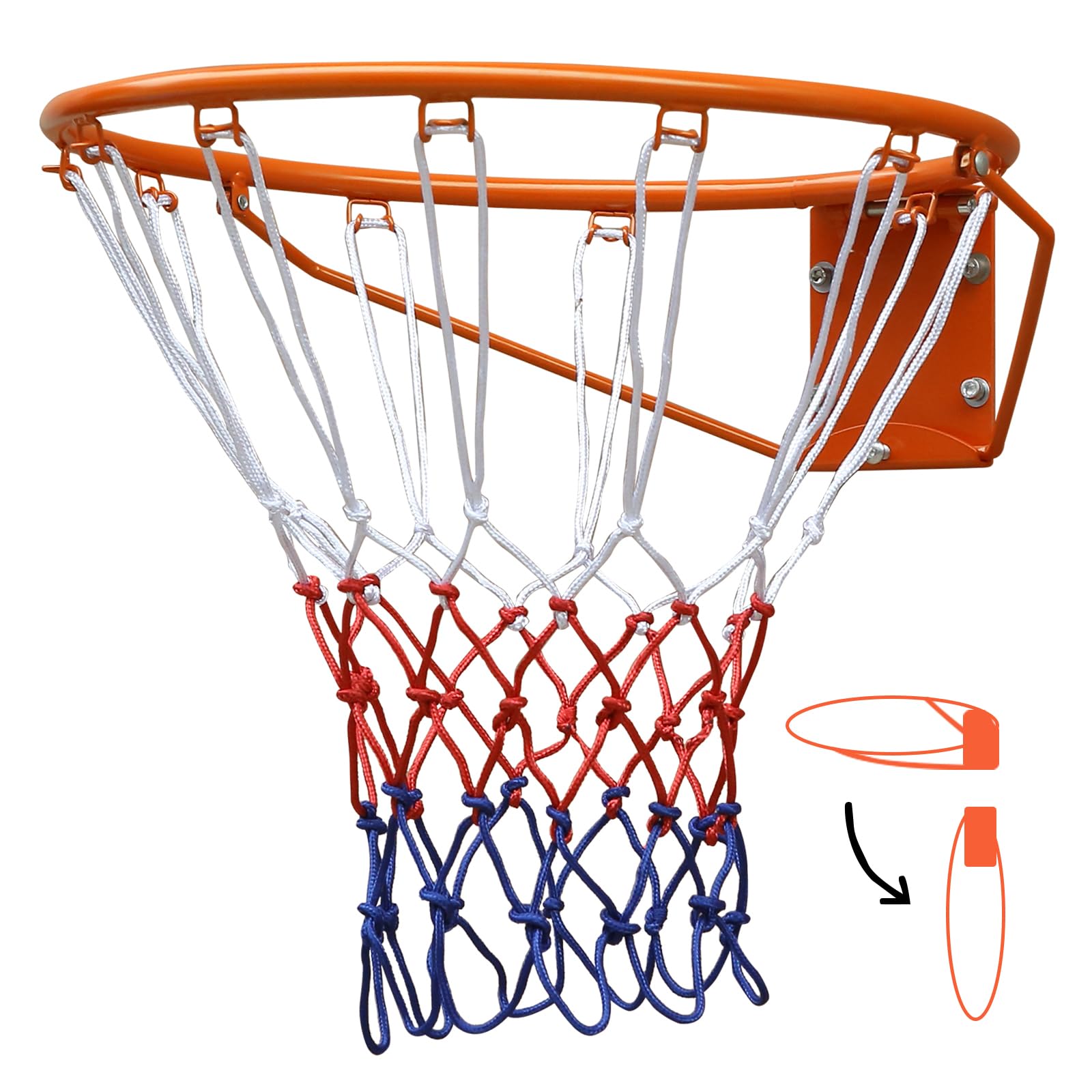 Canestro da basket professionale pieghevole con rete da basket, rete da basket da appendere per interni ed esterni, 45 cm, per tutte le stagioni