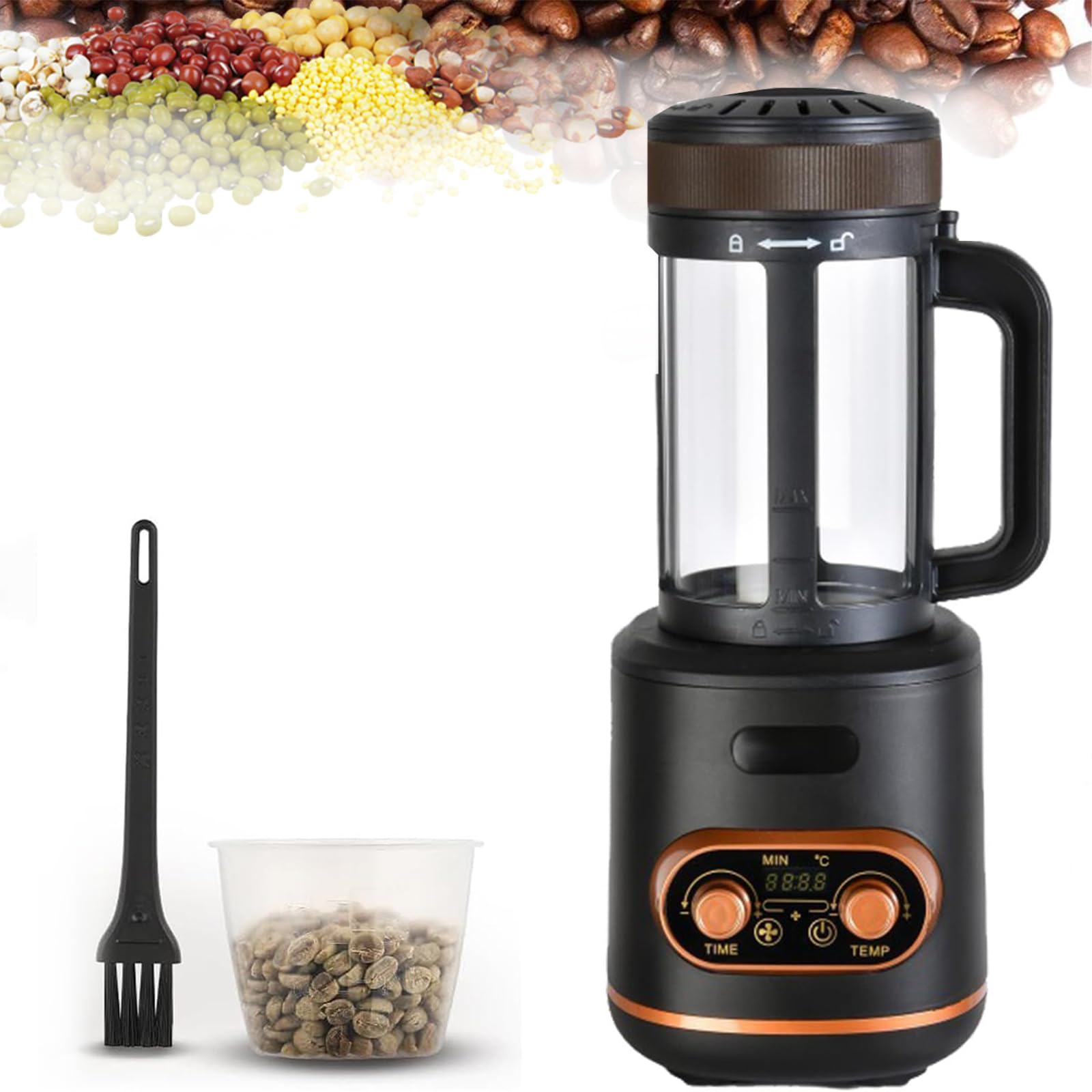 Tostador De Café Eléctrico Profesional, Tostadora De Granos De Café con Temporizador De 30 Minutos, Capacidad De 300 G, Aire Frío/Caliente Y Ajuste De Velocidad del Viento, para Cafetería