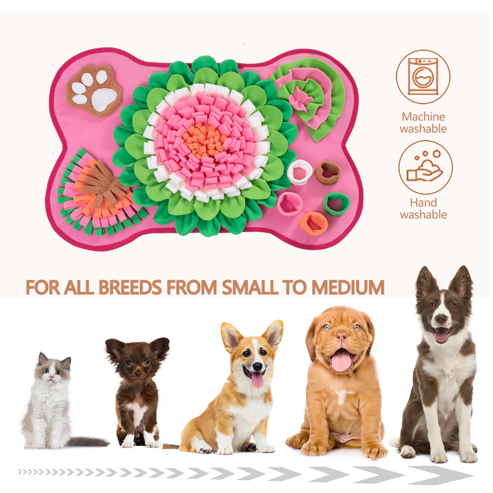 Tapete para olfatear para perros, tapete de olfateo para mascotas para perros pequeños y medianos, tapete interactivo para olfatear cachorros, tapete de alimentación lenta para entrenamiento y alivio