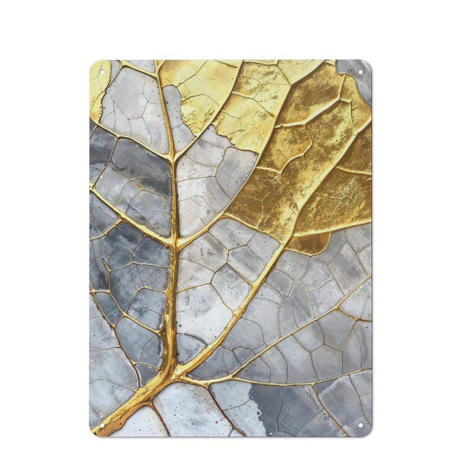 Vintage Metal Sign 40x30cm Featuring Golden Leaf Mosaic, Home Bar Decor for Cafe, Pub, Workshop Or Home Bar