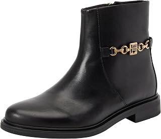 Tommy Hilfiger Damen Mid Boot Stiefel Chain Low Bootie aus Leder