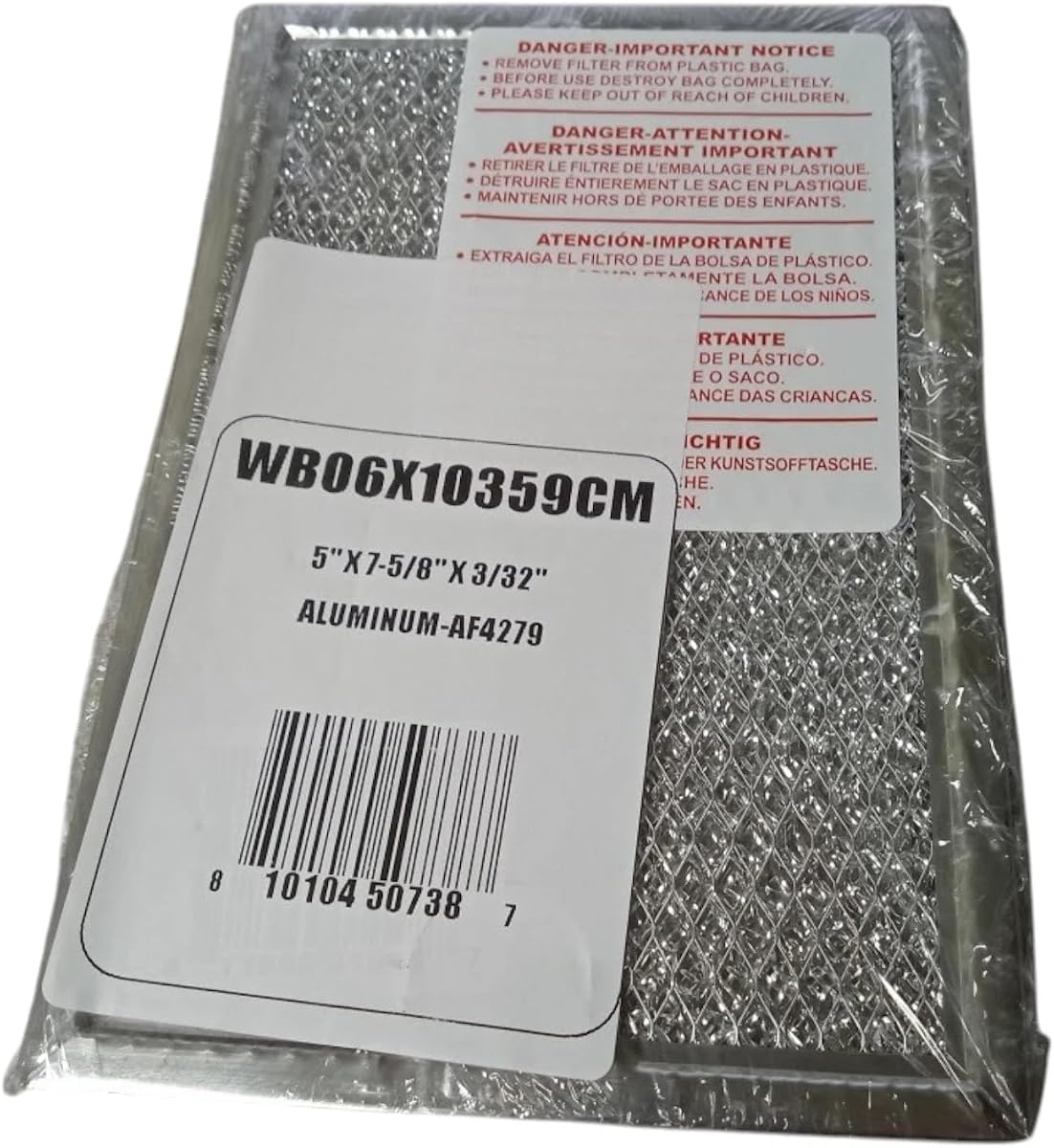 WB06X10359 Filtro de campana de ventilación de grasa de aluminio - para piezas de electrodomésticos de cocina GE WB06X10359CM WB6X10359 AF4279 PS228066 AP3185629 910504 AH228066 - filtro de campana de cocina 5" x 7.625" x 0.09375"