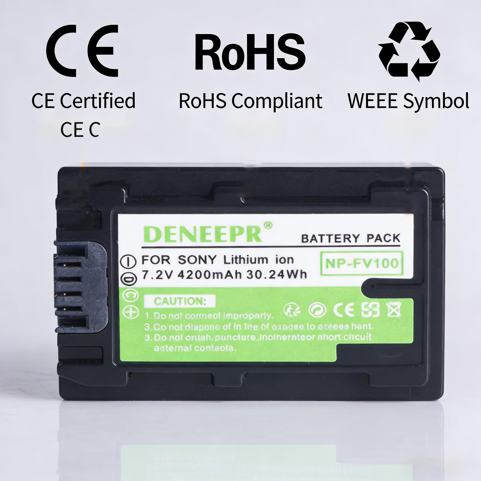 Lot de 2 Batteries NP-FV100A, compatibles avec Sony PXW-X70 FDR-AX33 FDR-AX40 FDR-AX45 FDR-AX53 FDR-AX60 HDR-PJ675 NEX-VG30 NP-FV70A