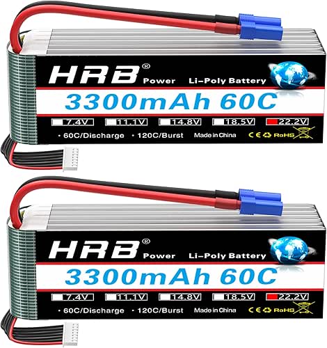 HRB 2Packs 6S Lipo Battery 22.2V 3300mAh 60C A+ Grade