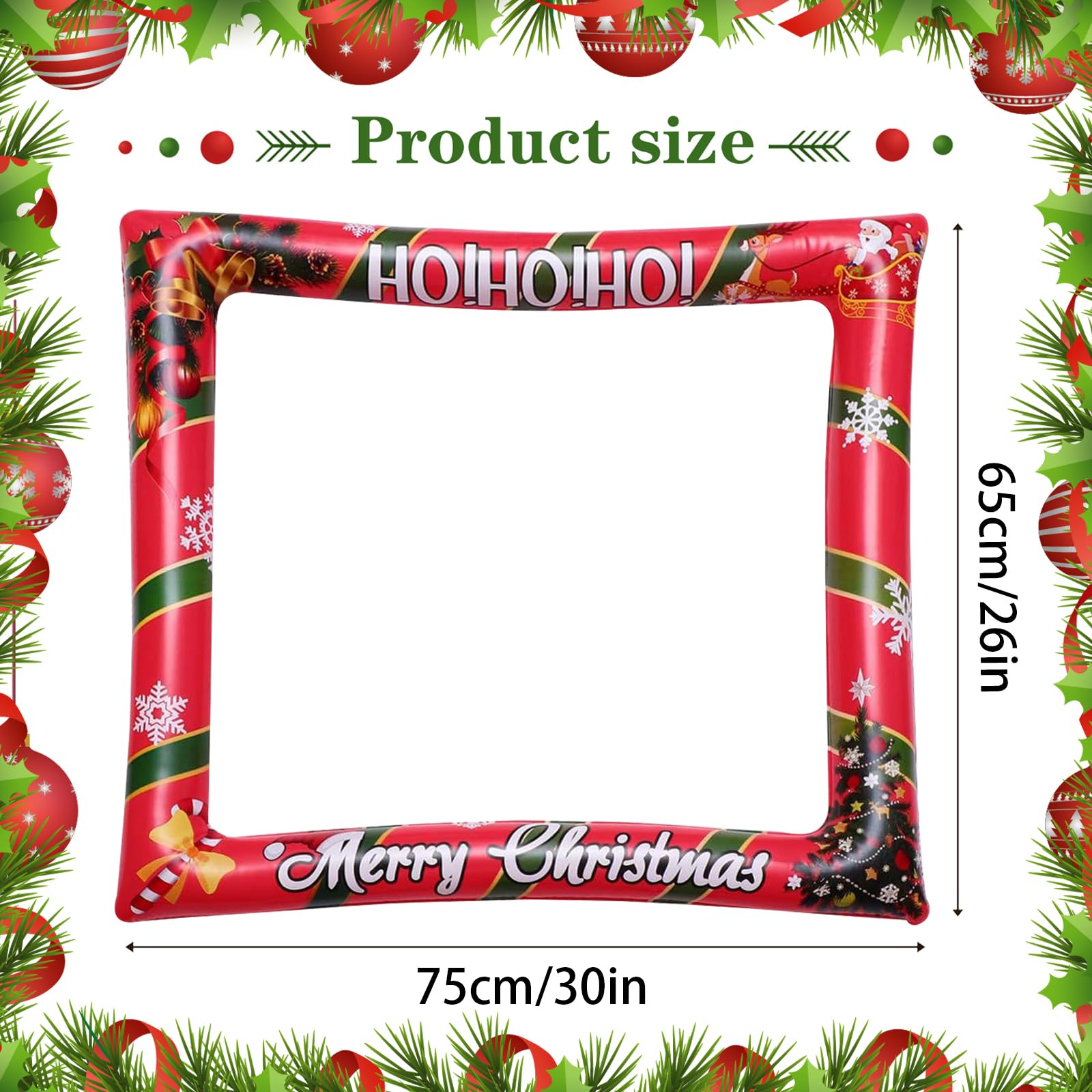 Cabine Photo Gonflable De Noël - Photobooth Avec Cadre Doré Et Accessoires Pour Selfies | Décoration Fête De Noël