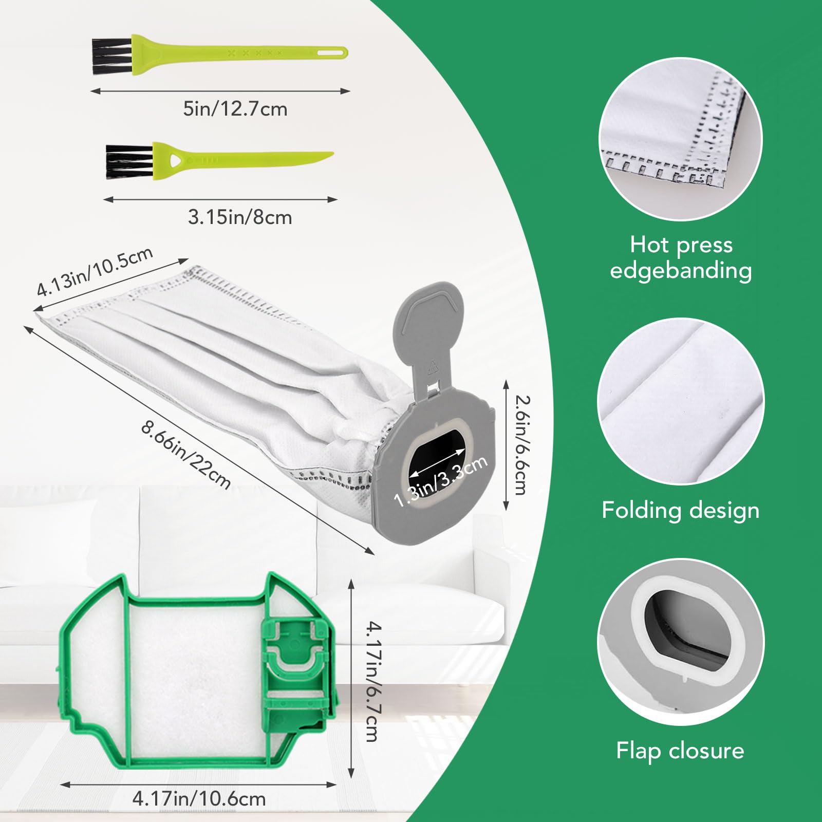 Set di 21 sacchetti per aspirapolvere Vorwerk Folletto VK7 aspirapolvere a batteria, folletto FP7 Premium sacchetti filtro di ricambio VK7 FP7 aspirapolvere