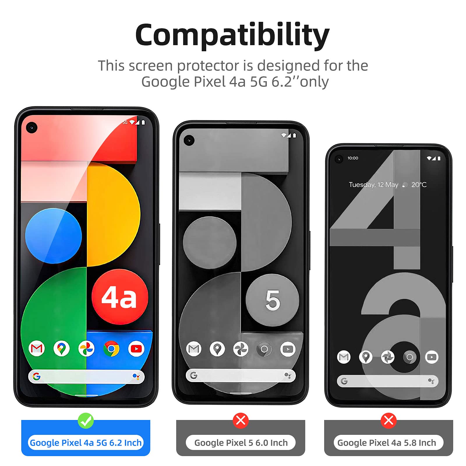 RKINC Vetro Temperato [3 Pezzi] per Google Pixel 7, Pellicola salvaschermo, Durezza 9H 0,33 mm [garanzia a vita] [antigraffio][antifrantumazione][senza bolle
