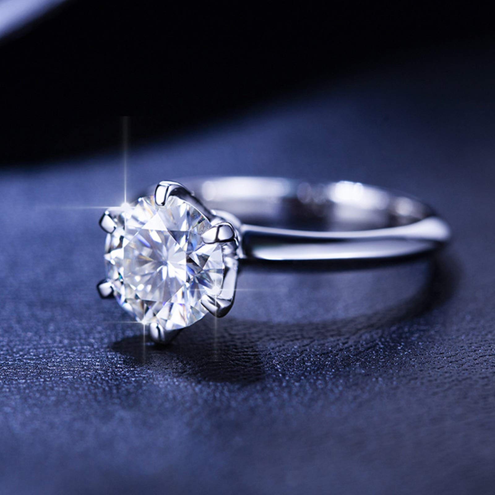 Damskie obrączki ślubne 18-karatowe 6 mostów ustawienie mostka moissanit białe złoto pierścionek ślubny z diamentem, S 1/2, colore: 1.5ct, cod. BSLWFNZ4758