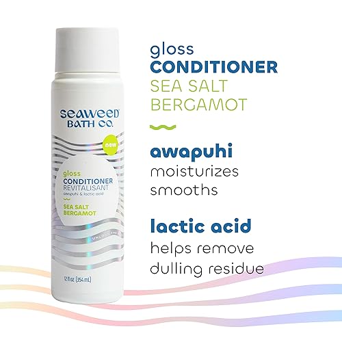 Miniatura 4 de Seaweed Bath Co. Acondicionador brillante, aroma a bergamota de sal marina, 12 onzas, algas cosechadas de forma sostenible, Awapuhi, ácido láctico,