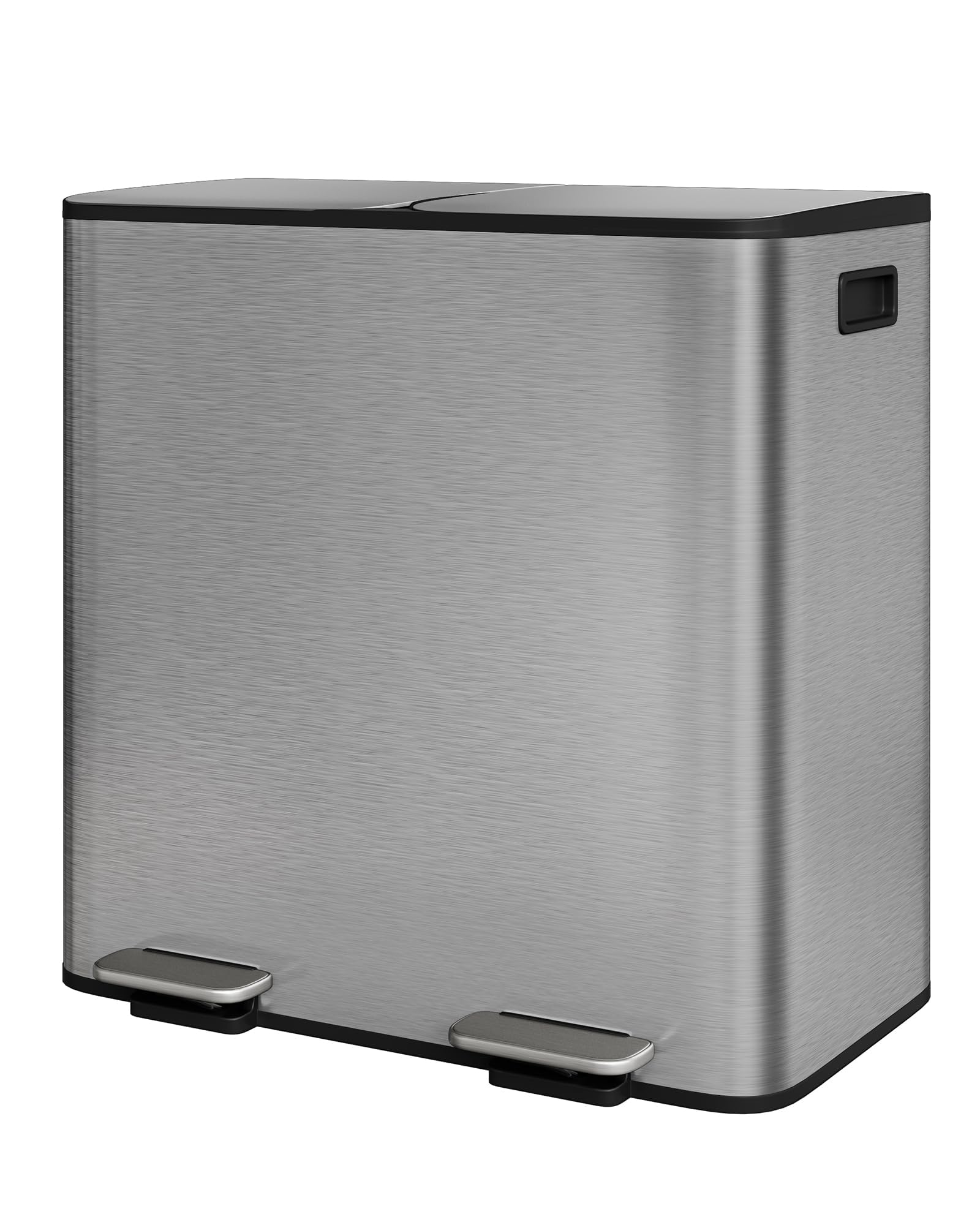 Poubelle tri sélectif 80L acier inox gris mat