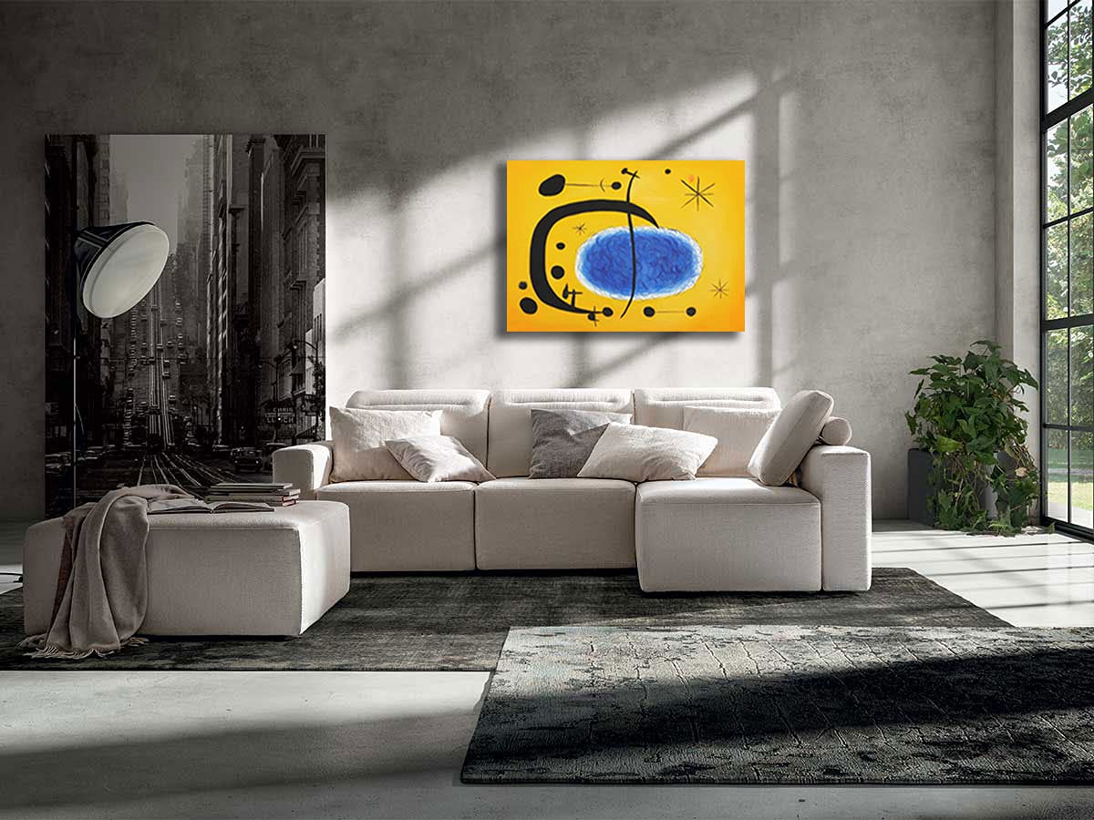 Quadro moderno MIRO Joan Mirò Oro d'azzurro RIPRODUZIONE STAMPA SU TELA Quadri Moderni Moderno Astratto Arte Cucina Soggiorno Camera da letto printerland.it (70x100 cm)
