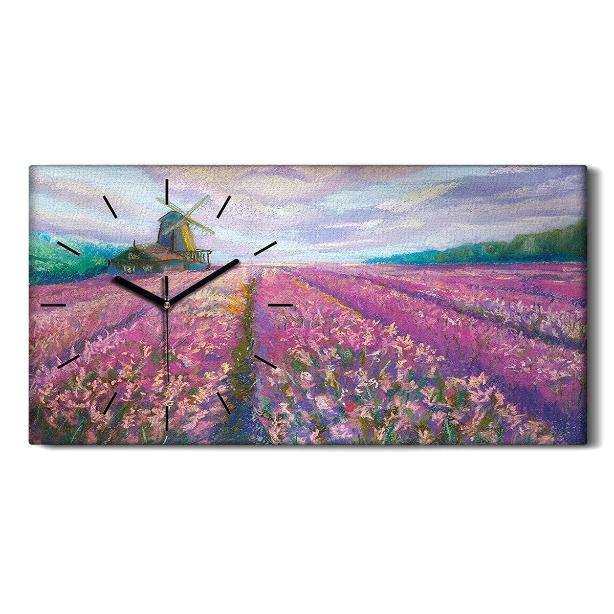 Horloge sur toile lavande 60x30 cm Coloray pendule silencieuse de salon