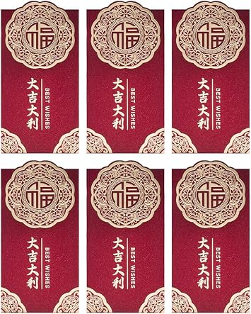 48Pcs Chinese New Year Red Envelopes Large Red Packet 2025 Year of the Snake Hong Bao, Chinese Lucky Money Pockets for Wedding Chinese Lunar Year,6.7 x 3.5 In