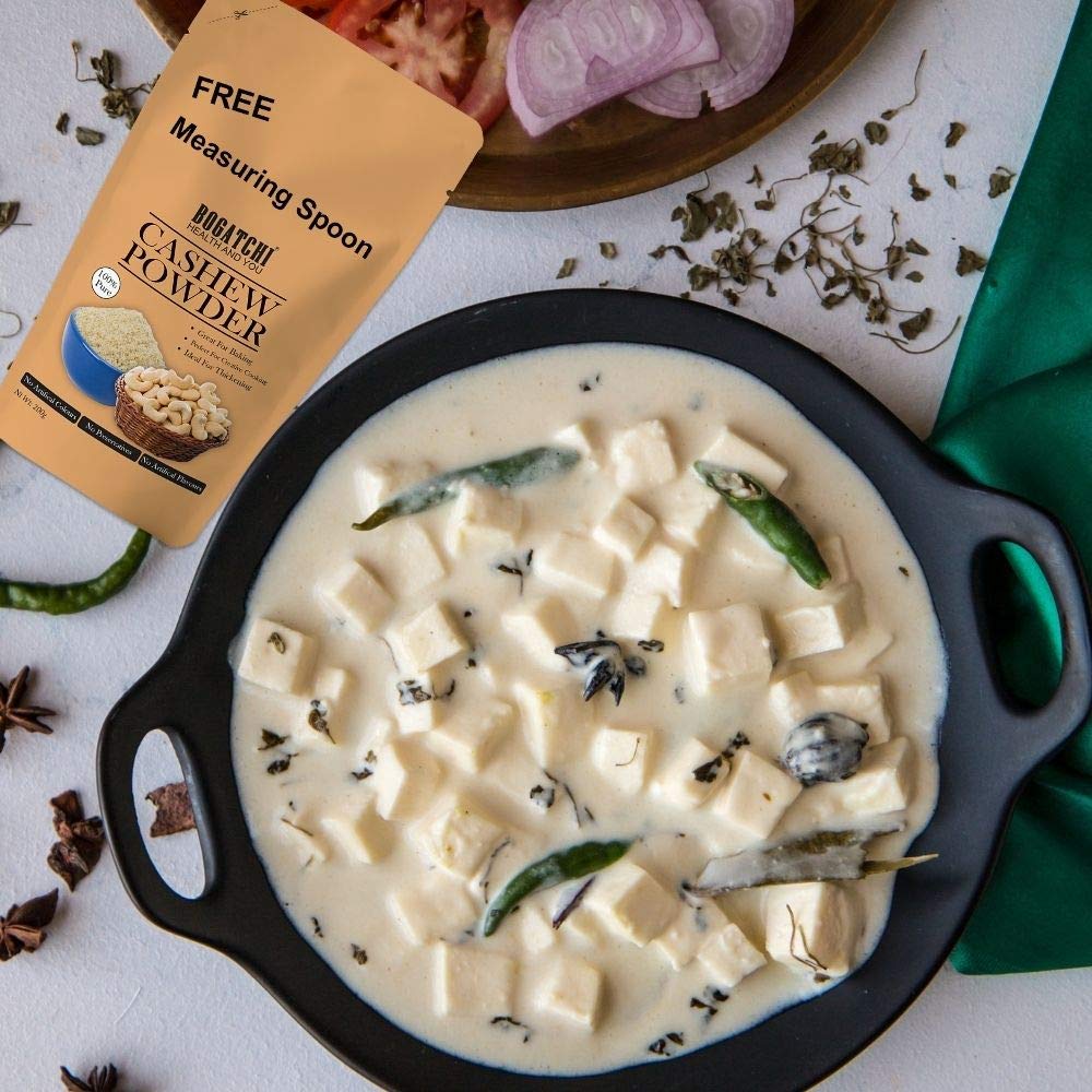 BOGATCHI Cashew Powder for Making - Curry, Paneer Sabzi, White Gravy, Malai Kofta, Dum Aloo, White Chicken, Kaju Shake , Kaju Katli, Ice Cream | Baking Ingredients , 200g , Free Measuring Spoon 1