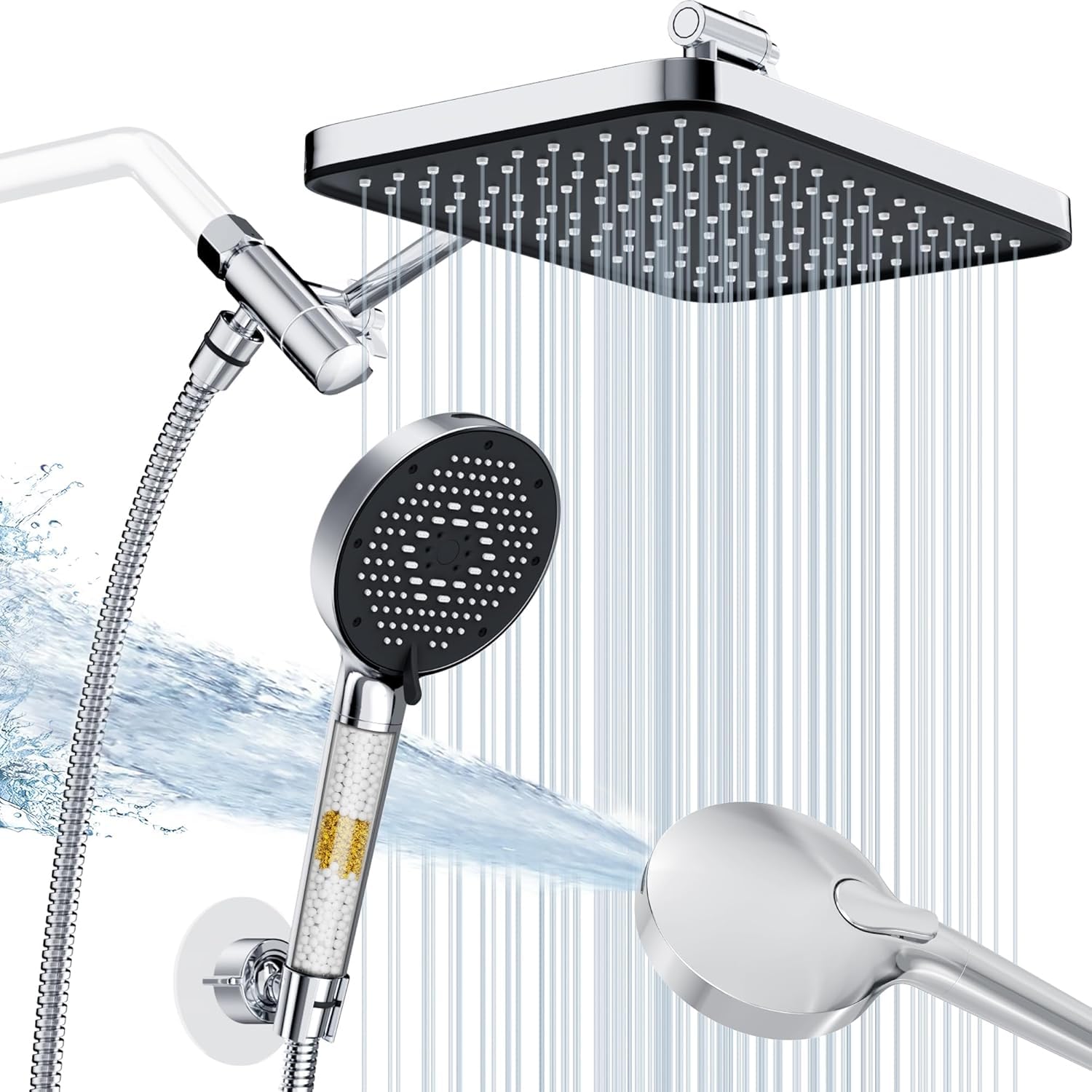 SR SUN RISE 12-Inch Rain Shower Head with Handheld Combo, High Pressure