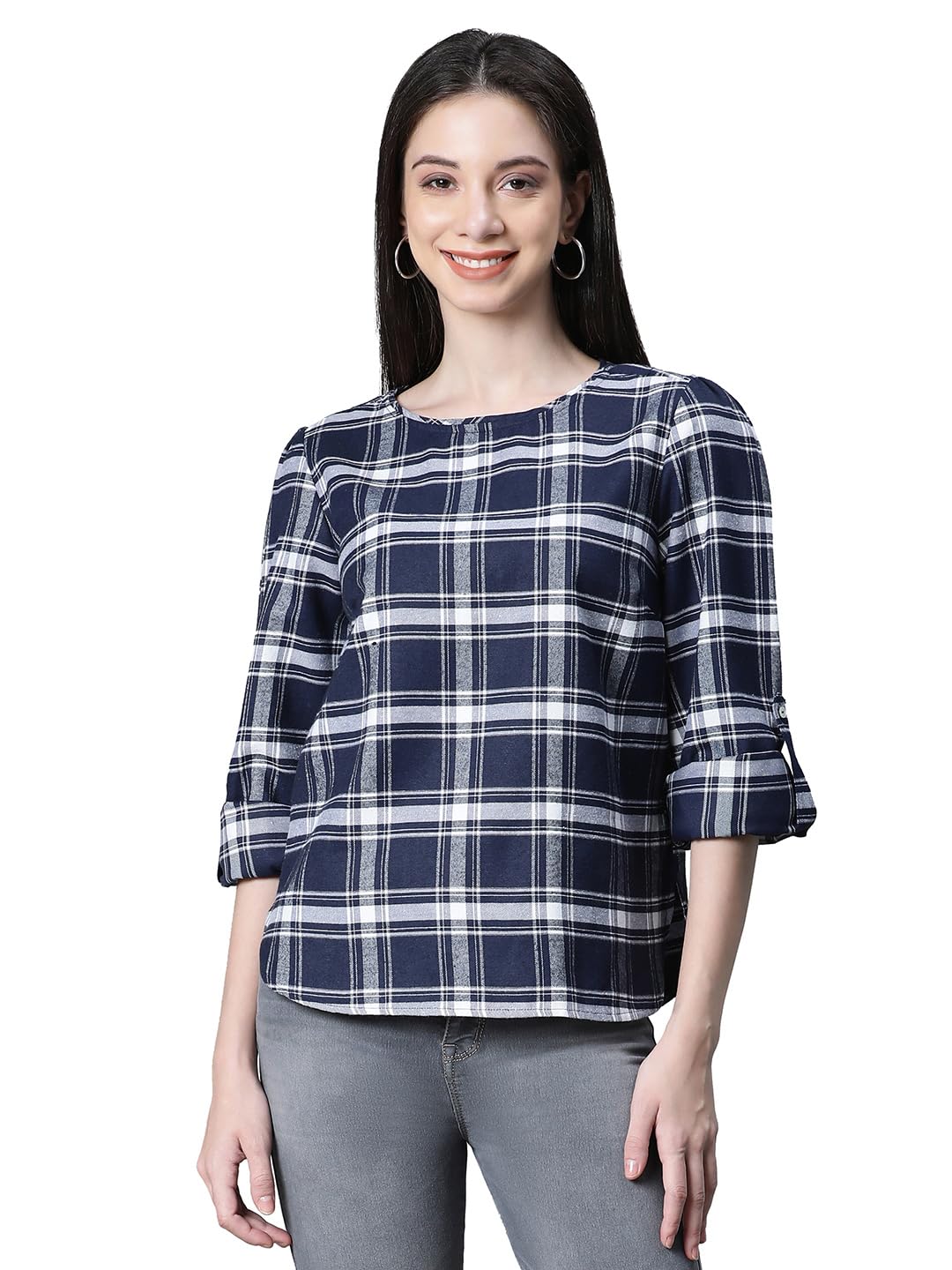 oxolloxo Women's Checked Regular Fit Blouson-picture-53