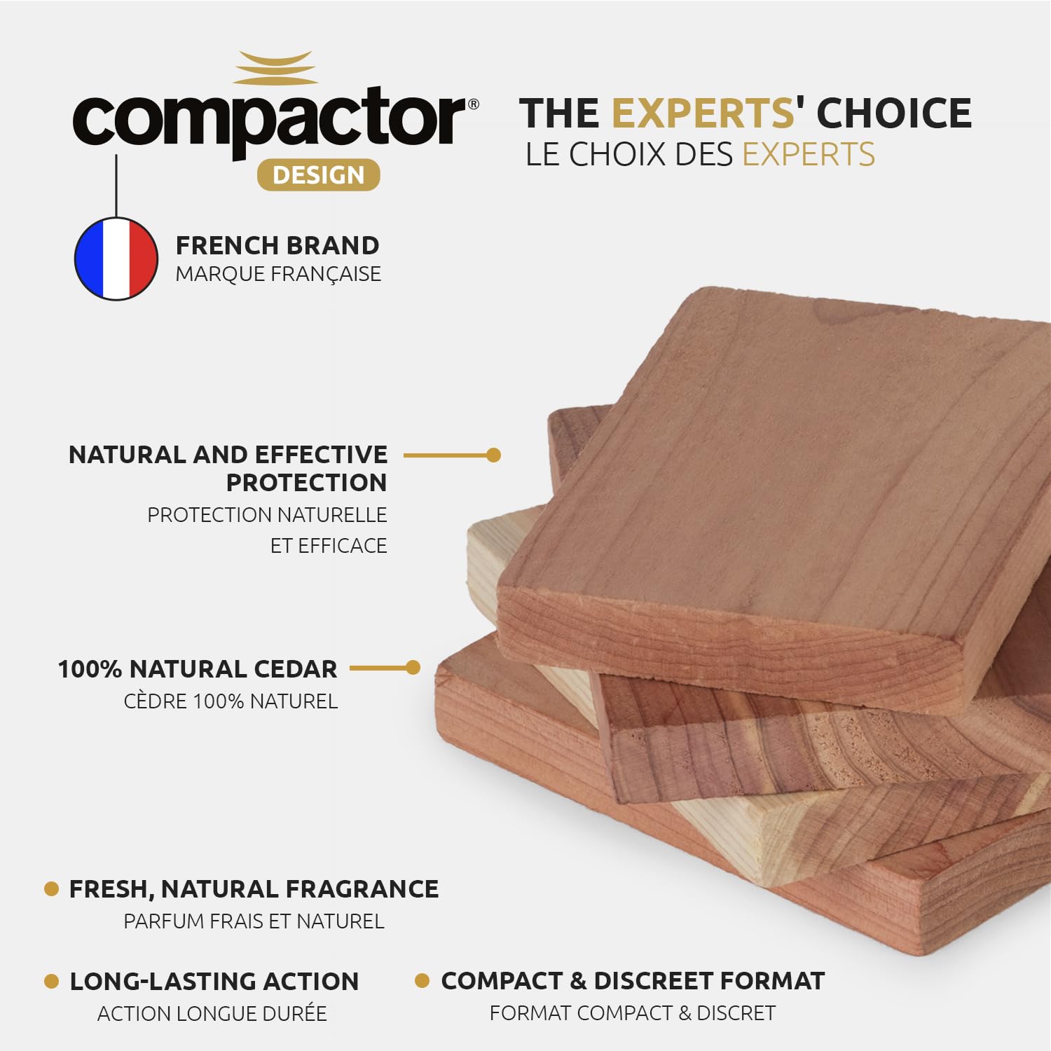 Compactor Set di 4 Plance Repellenti per Tarme in Legno di Cedro, Collezione NATURE, Misura M