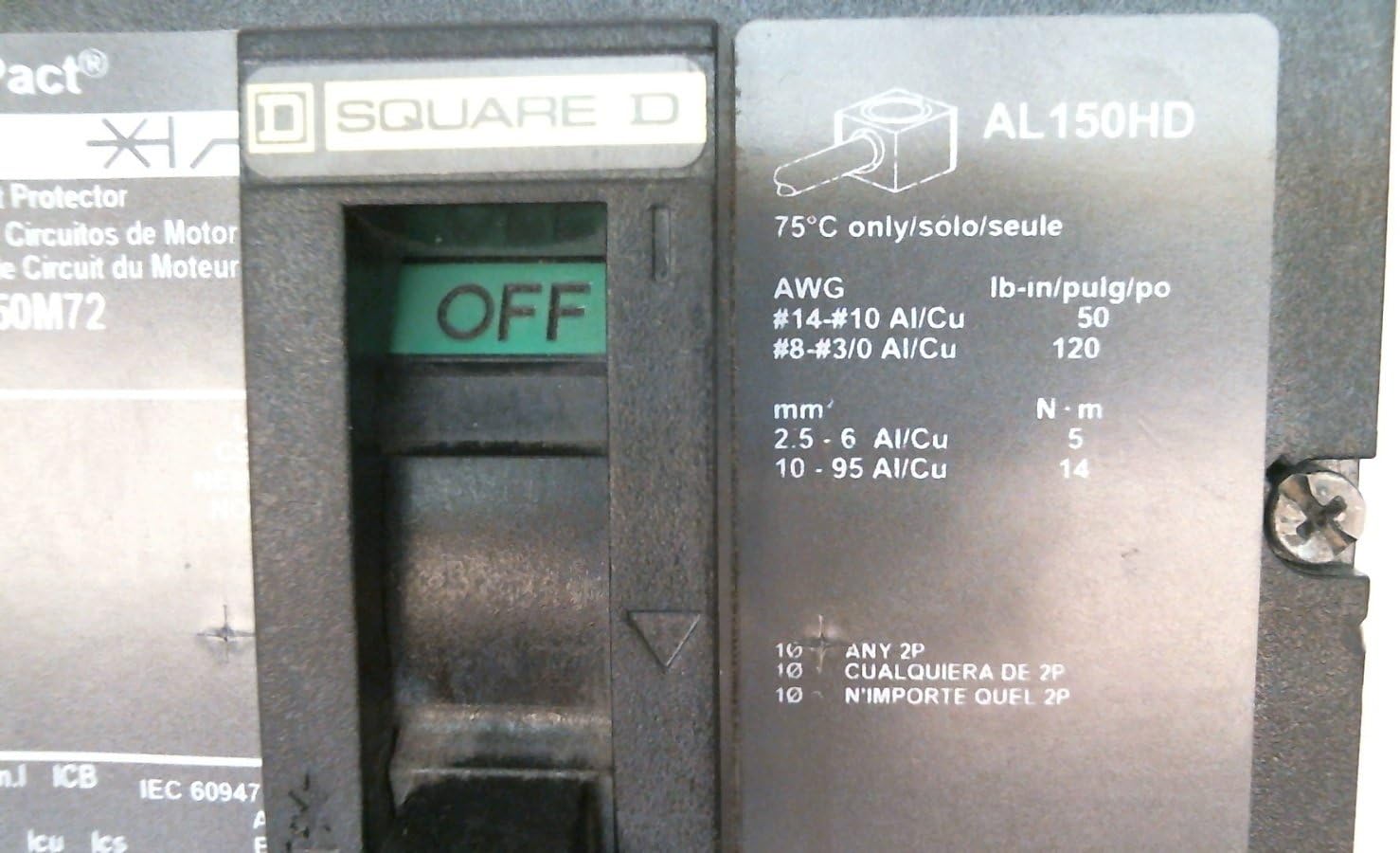 SCHNEIDER ELECTRIC HJL36050M72 Molded Case Circuit Breaker 600-Volt 50-Amp Electrical Box