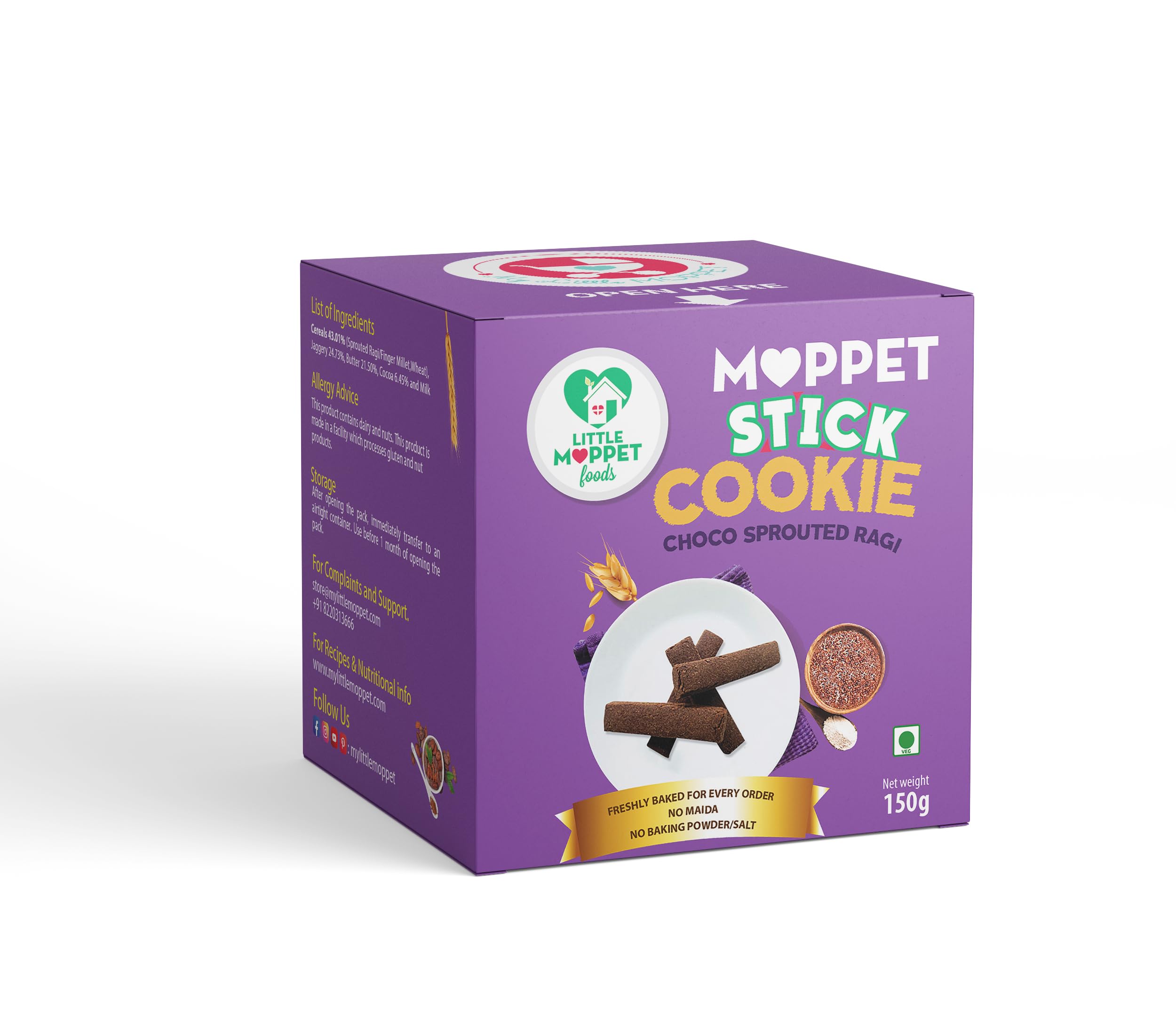 Choco Sprouted Ragi Moppet Stick Cookies (150g) (B0C3M4JMGM) Amazon Price History, Amazon Price Tracker