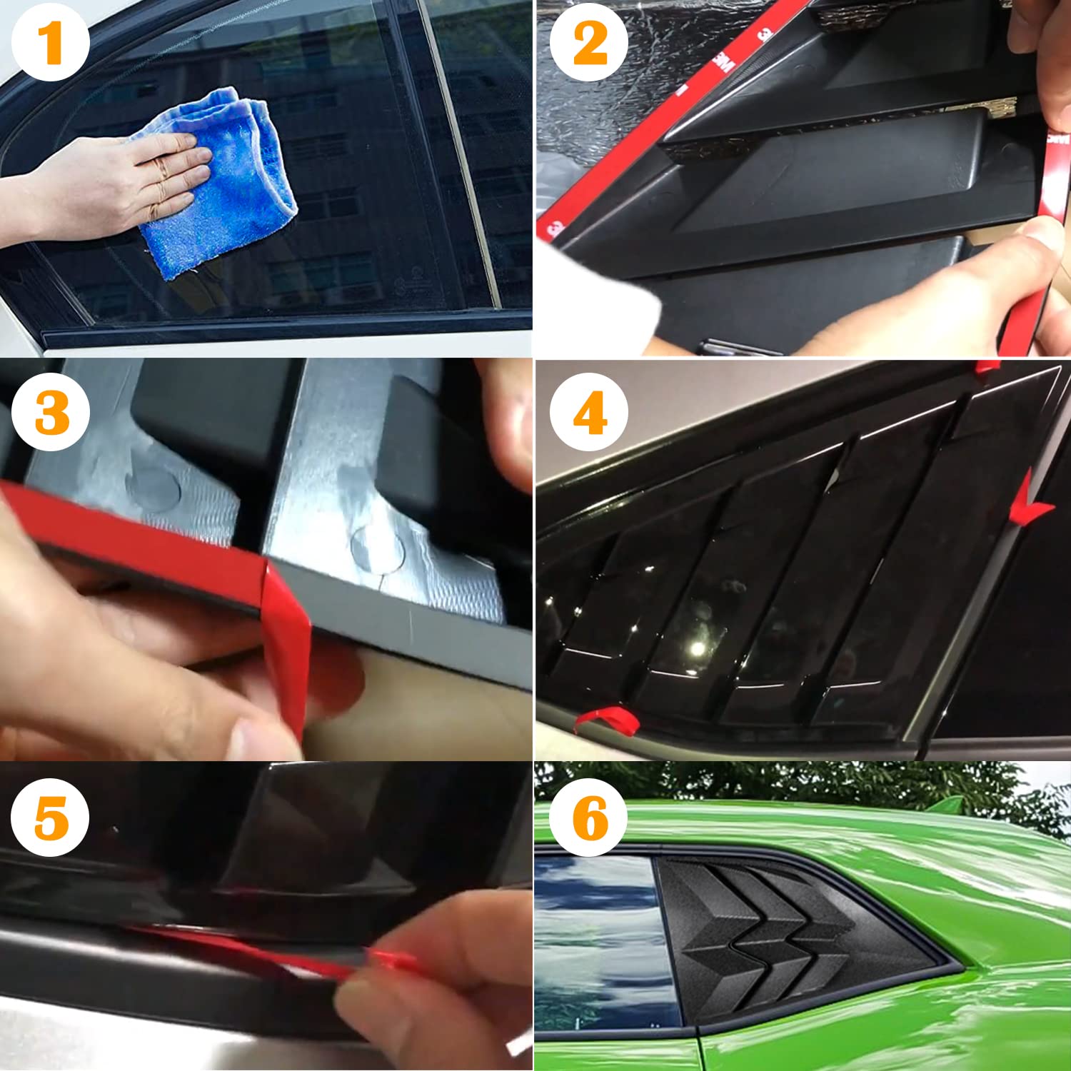 2X Rear Side Window Louvers for Dodge Challenger 2008 2009 2010 2011 2012 2013 2014 2015 2016