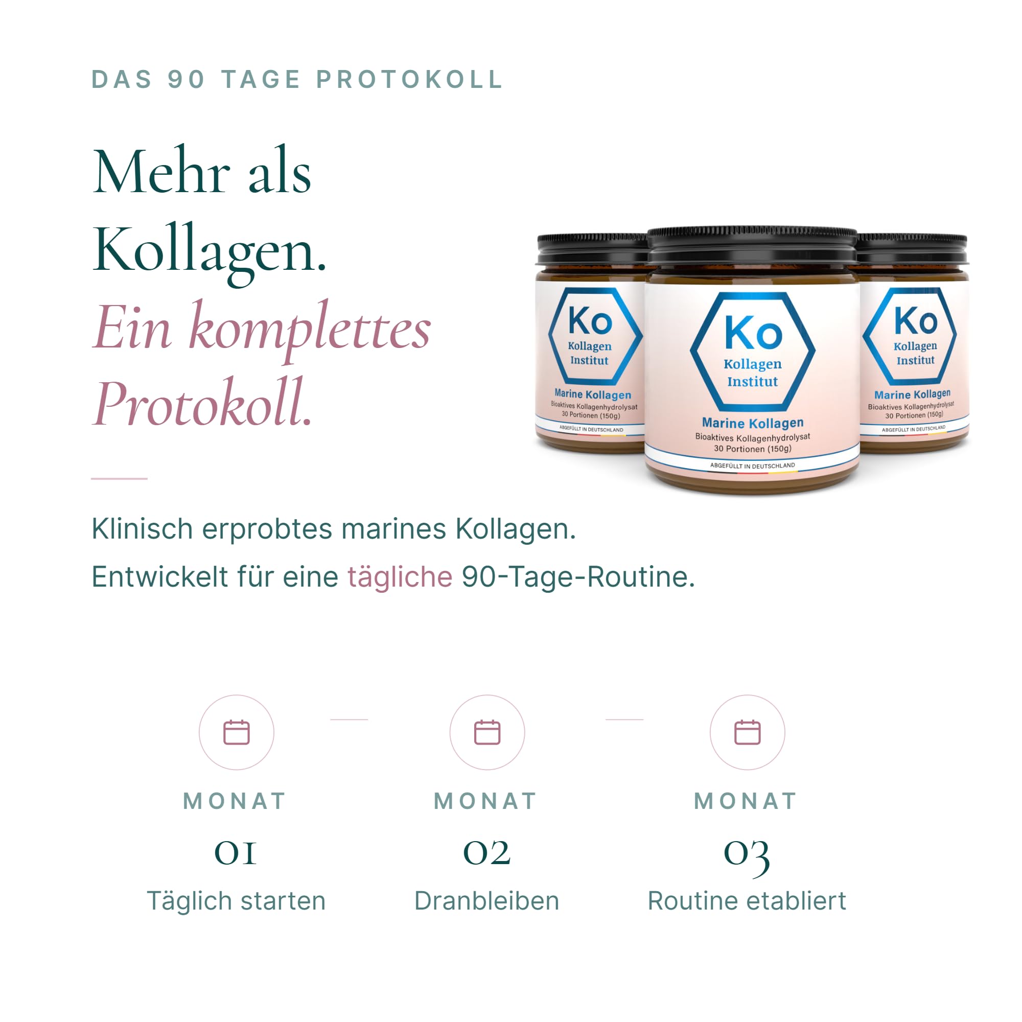 Kollagen Institut Polvere di collagene marino - 450 g (90 porzioni), peptidi di collagene bioattivo ad alto dosaggio, idrolizzato di collagene marino puro di alta qualità, polvere di collagene