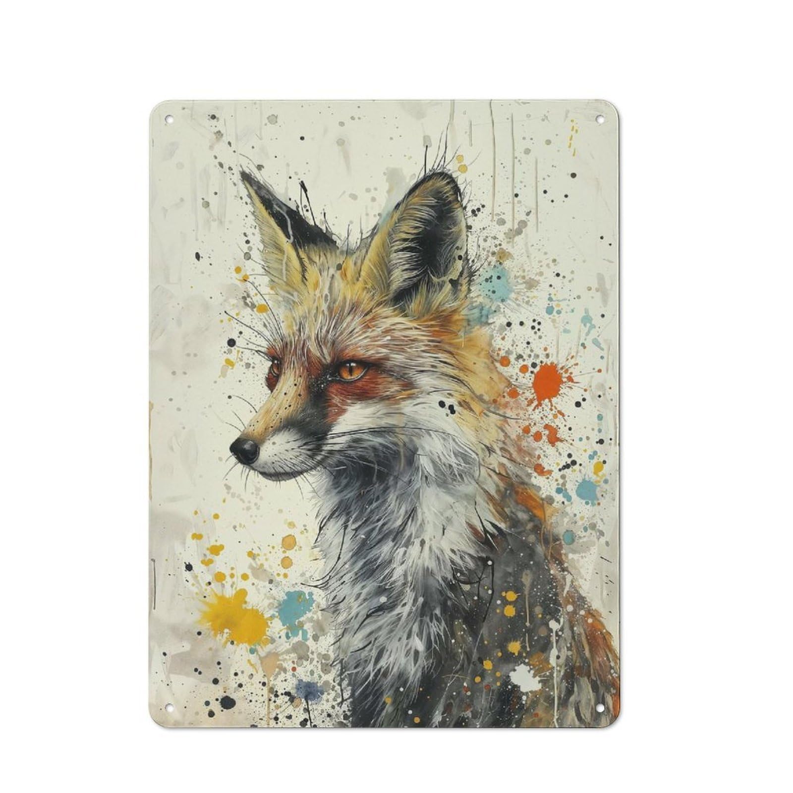 Retro Whimsical Fox Art Metal Sign 40x30cm, Home Bar Decor for Pub, Home Bar, Shed Or Man Cave, for Relaxed Wall Styling