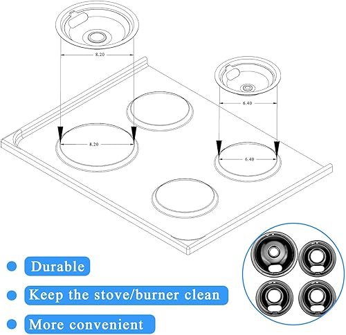 Miniatura 4 de Sartenes de goteo para quemador de estufa negro para Whirlpool Amana Crosley Electric Range, cuencos de goteo superior de estufa incluye 1 grande de