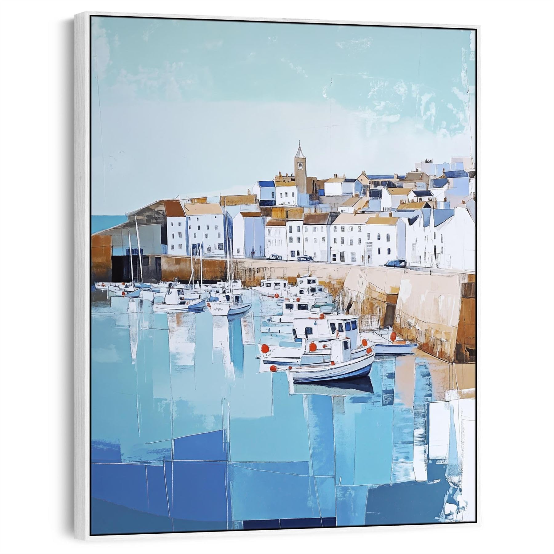 Wallfillers Cornish Harbour Framed Art on Canvas - Retreat 1 (69cm x 84cm)