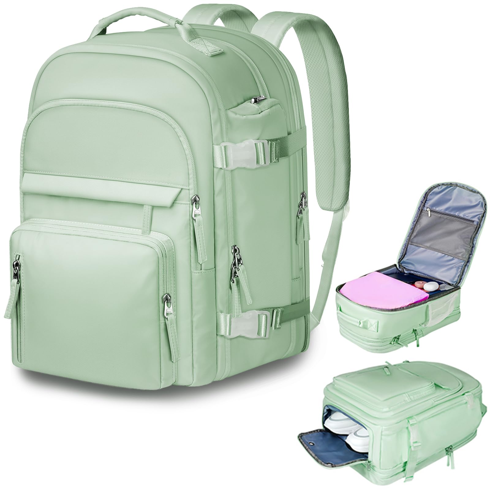 TEMASOL 40L Expandable Carry On Travel Backpack - Flight Approved With Shoe Bag, Fits 17" Laptop