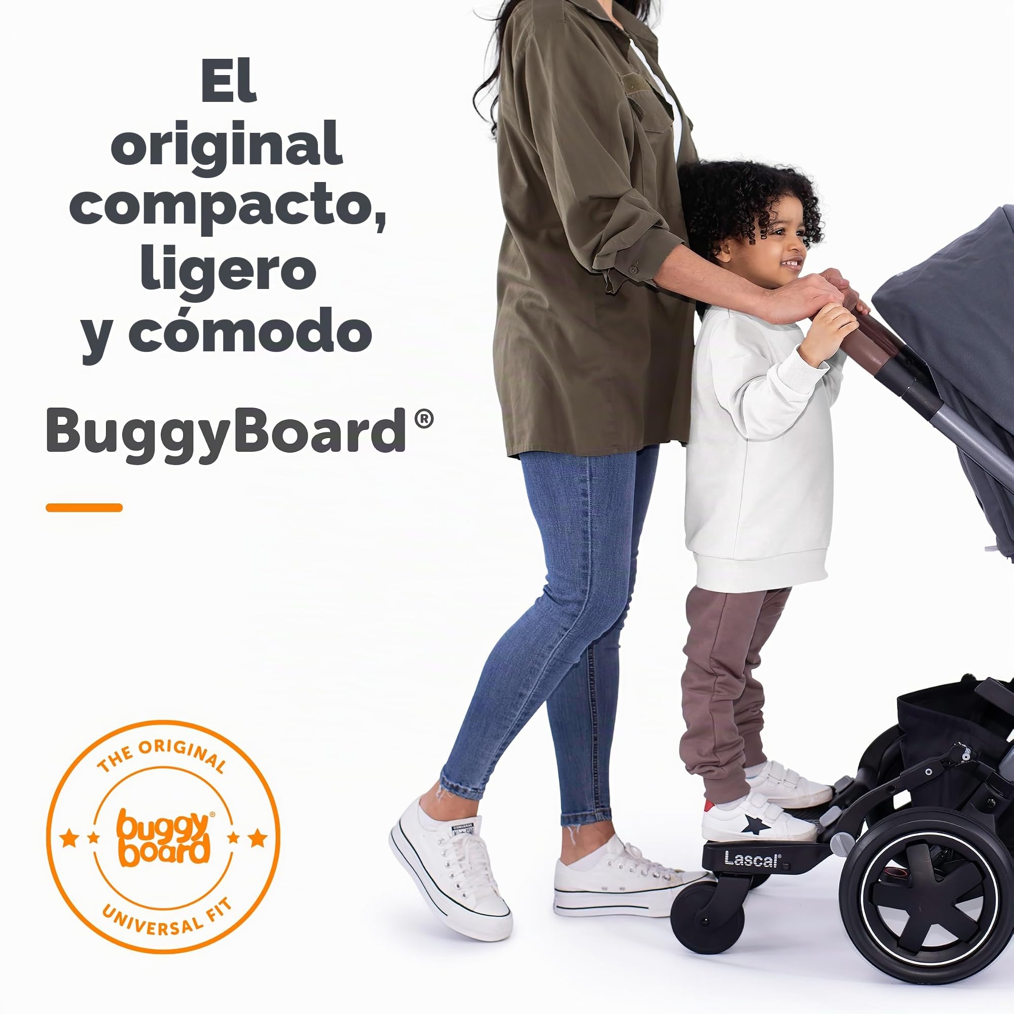 Lascal BuggyBoard Mini Plataforma con ruedas para carrito infantil, accesorio para niños de 2 a 6 años (22 kg), compatible con casi todas las sillitas de paseo, negro