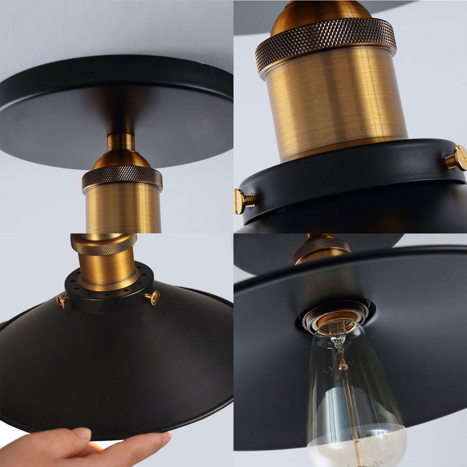 2 Stuks Plafondlamp Industriële Slaapkamer E27 Plafonnière Voor Keuken Woonkamer Vintage Plafonniere Zwart