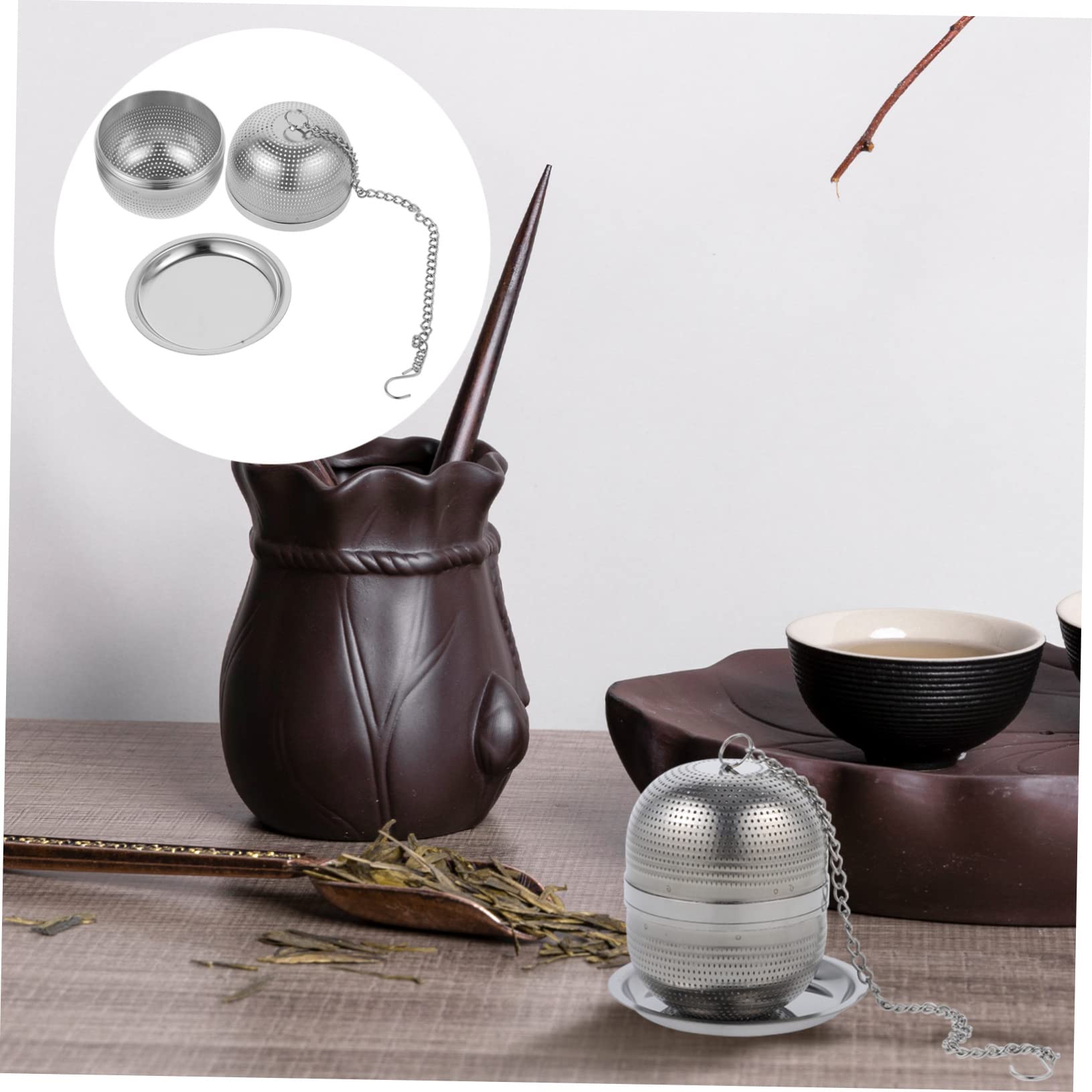 Zerodeko 3pièces Infuseur à Thé Réutilisable Acier Inoxydable Avec Support Filtre à Thé Boule Pour Tasses Accessoire Pratique Pour Amateurs Maison Bureau