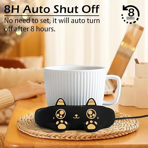 Miniatura 5 de PUSEE Calentador de Tazas, Calentador de Café para Escritorio, Calentador de Velas con Apagado Automático, Calentador de Tazas de Café con 3 Ajustes