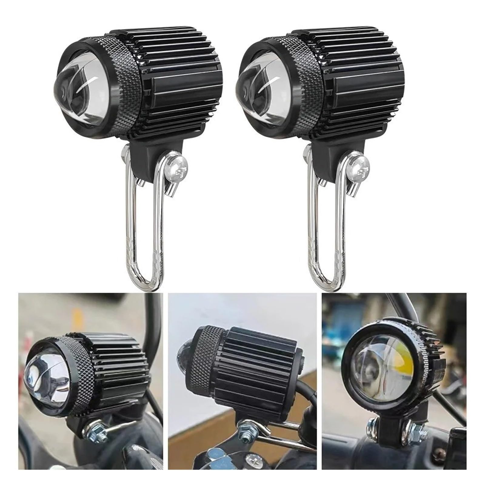 Fari Aggiuntivi A Led Per Moto Fendinebbia Faretti Ausiliari Per Bicolore Bianco Ambra Faro Del Motociclo(2 Light)