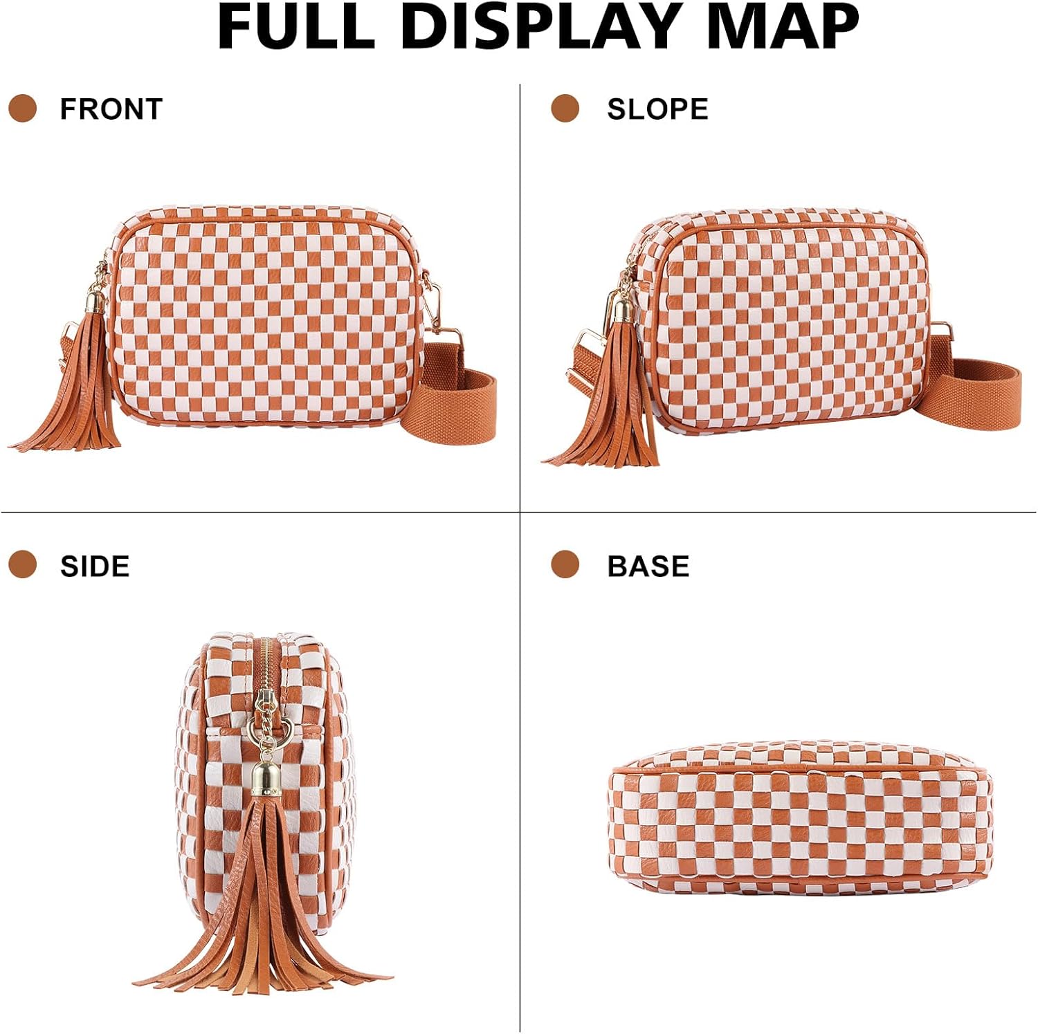 Woven Crossbody Bags for Women Small Summer Boho Purse Trendy Braided Weave Leather Shoulder Camera Crossbody Bag - Image 7