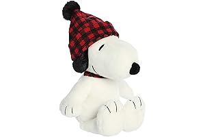 Aurora Festive Peanuts Winter Plaid Snoopy Stuffed Animal