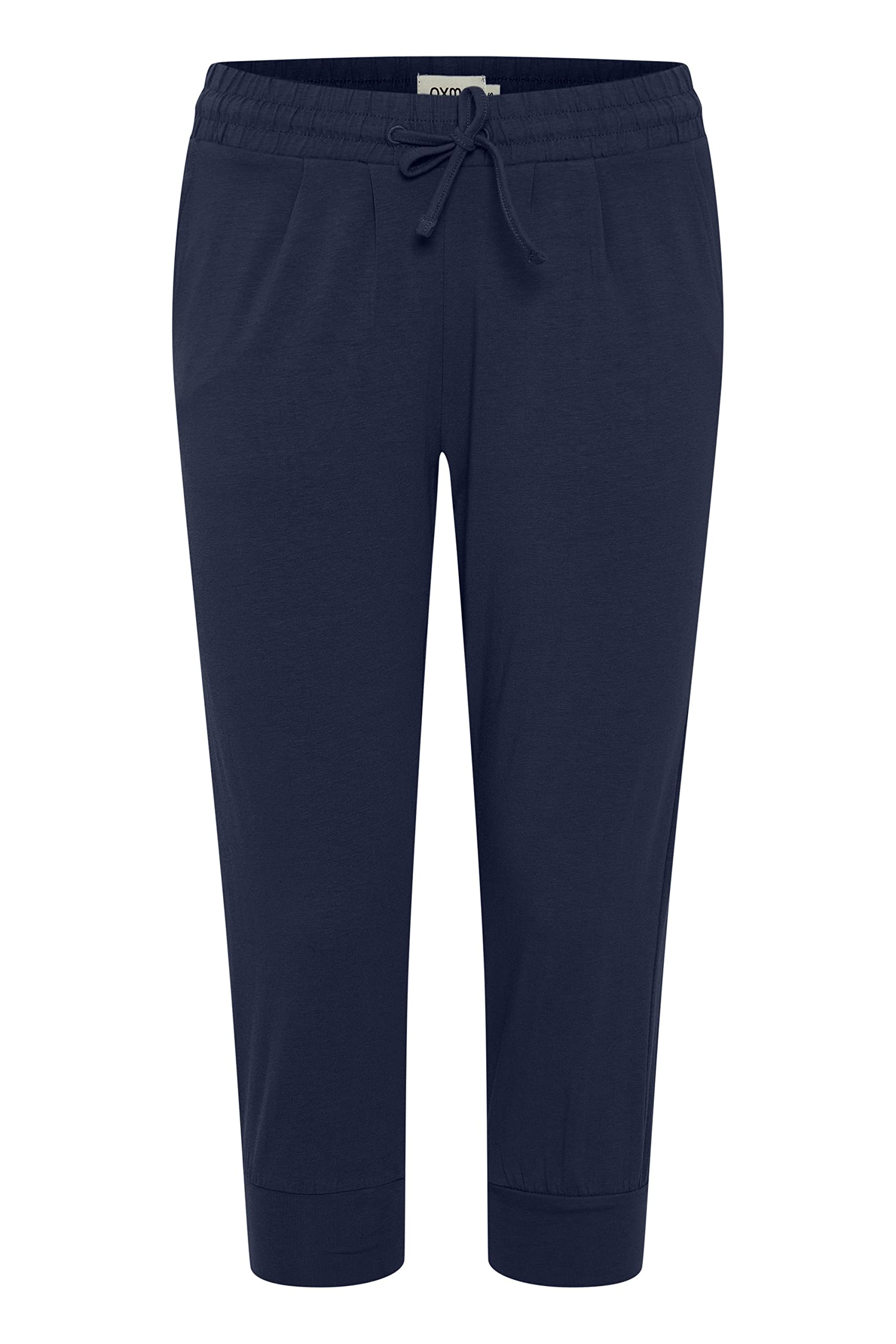 OXMO OXOdda Damen Hose Stoffhose Caprihose Single Jersey Baumwolle mit Stretch Kurze Joggpant mit elastischem Bund und Kordelzug Regular Fit