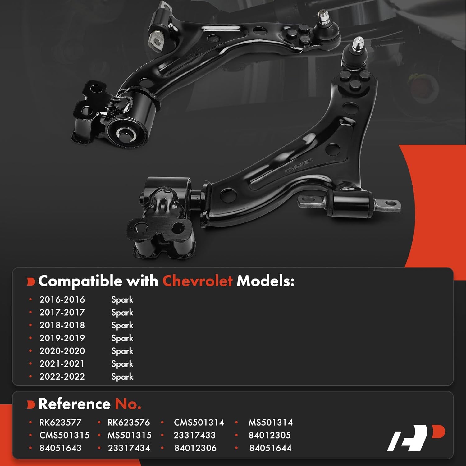 A-Premium 2 x Front Lower Control Arms, with Ball Joint & Bushing, Compatible with Chevrolet Spark 2016-2022