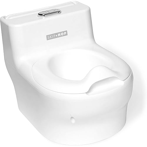 Skip Hop Potty Training Toilet with Easy Clean Coating & Baby Wipes Holder, White