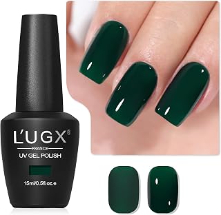L'UGX Dark Green Gel Polish Emerald Nail Polish 15ML Long Lasting U V Gel Colors for Nails Art DIY Manicure & Pedicure at Home Salon Holiday Gifts for Women LGS-704