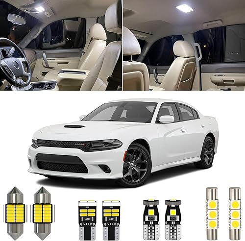 Kit de 17 piezas de luz LED interior blanca de 6000 K de repuesto para Dodge Charger 2011 2012 2013 2014 2015 2016 2017 2018 2019 2020 2021, con