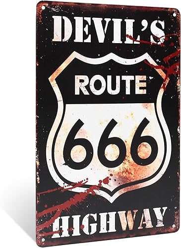 8x12 Retro Novedad Route 666 Devil's Highway Metal Street Sign Man Cueva Garage Shop Decoración de pared