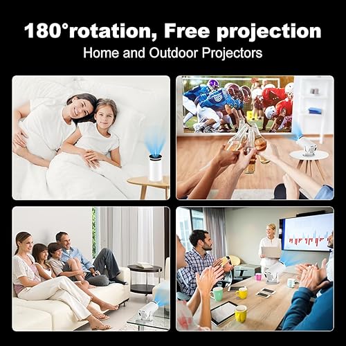 Miniatura 6 de Mini proyector, compatible con proyector portátil 4K 1080P con doble banda WIFI6 5G inalámbrico 5.2 Bluetooth Android 11, 160 lúmenes ANSI, rotación