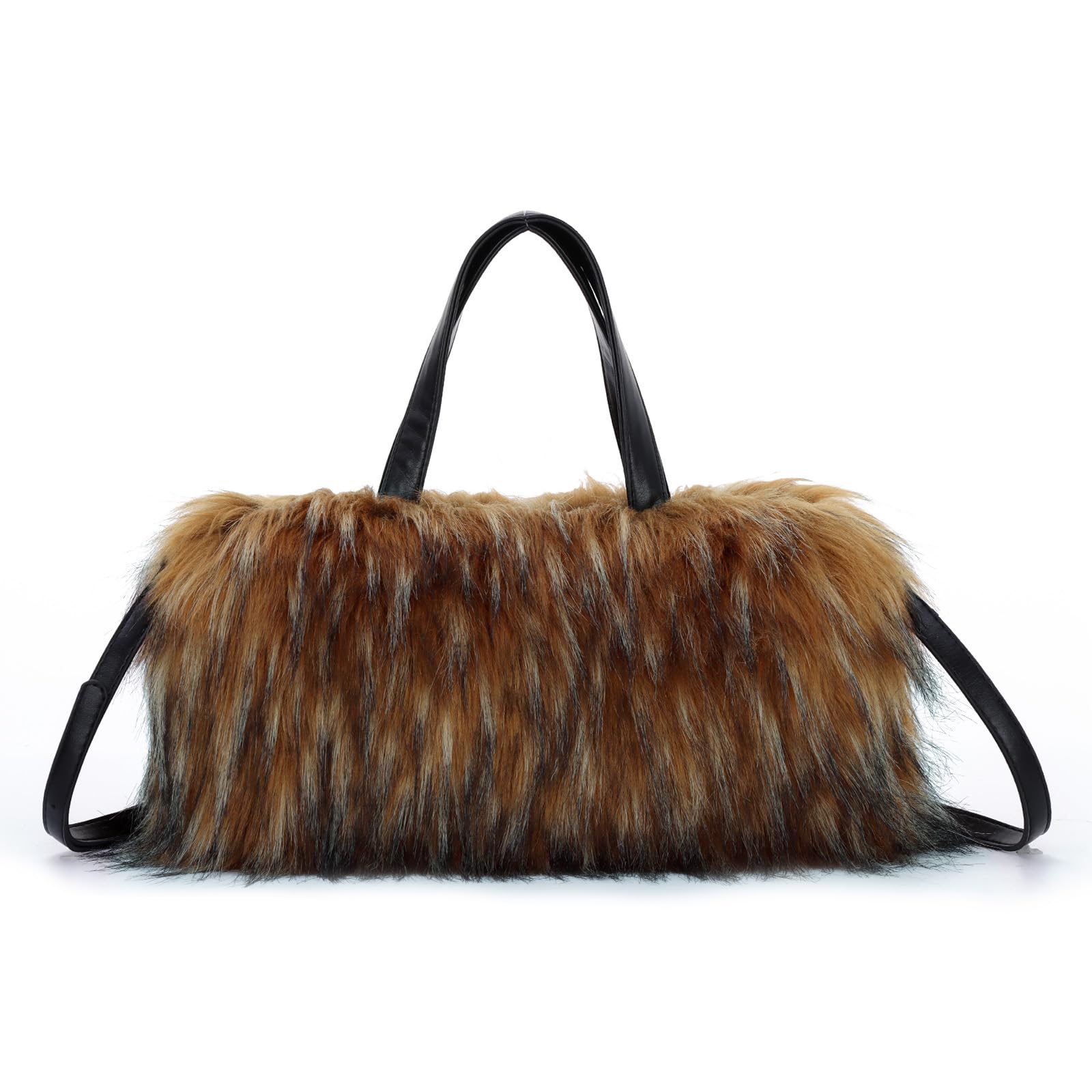 EVEOUT Flauschige Plüsch Tote Handtasche Damen Winter Süß & Cool Pelzige Kunstfell Umhängetasche Tragetasche mit Schulterriemen für Herbst und Winter